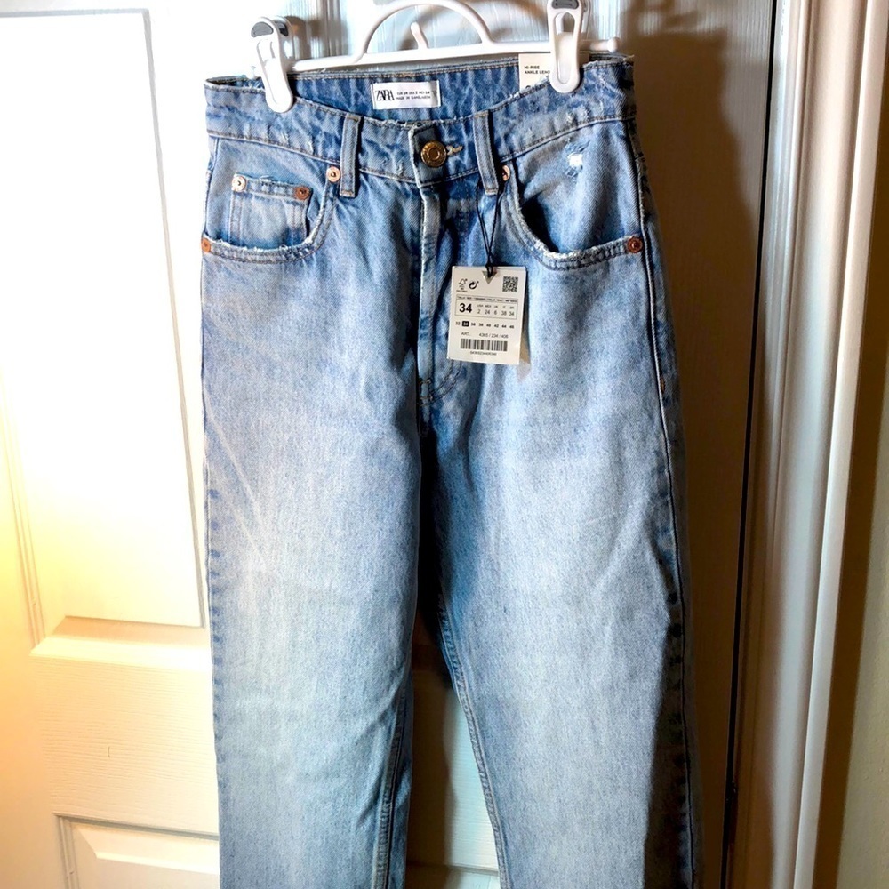 NWT Zara Size 2 Hi-Rise Ankle Straight Jeans